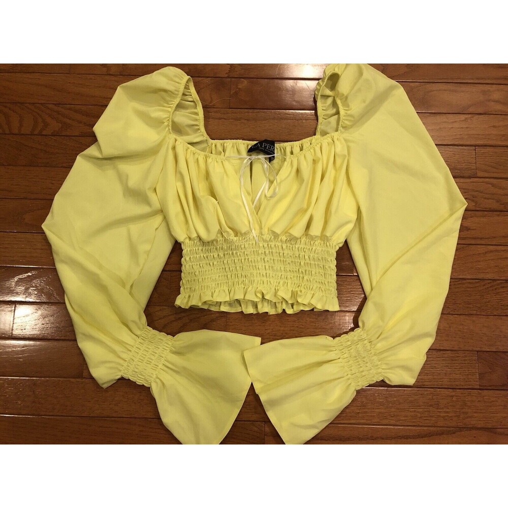 La Perla Yellow Crop Top Long Sleeve Made In Poland European Size 36